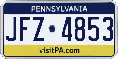 PA license plate JFZ4853