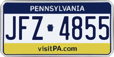 PA license plate JFZ4855