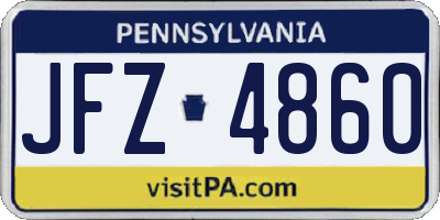 PA license plate JFZ4860