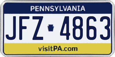 PA license plate JFZ4863