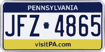 PA license plate JFZ4865