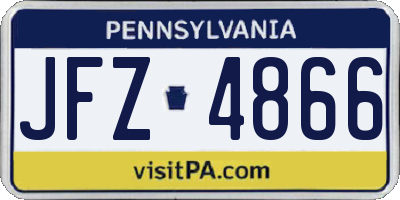 PA license plate JFZ4866
