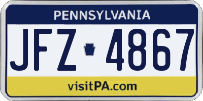 PA license plate JFZ4867