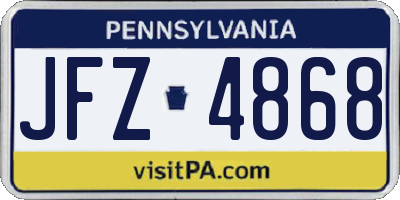 PA license plate JFZ4868
