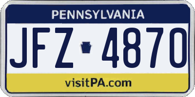 PA license plate JFZ4870