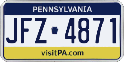 PA license plate JFZ4871
