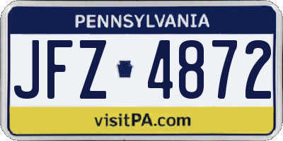 PA license plate JFZ4872