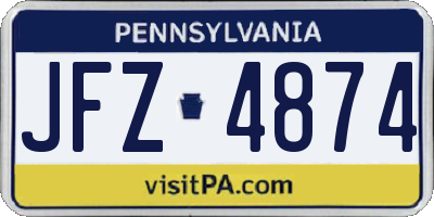 PA license plate JFZ4874
