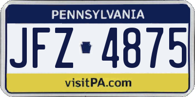 PA license plate JFZ4875
