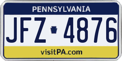 PA license plate JFZ4876