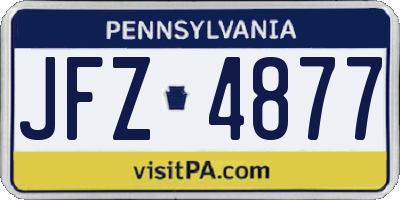 PA license plate JFZ4877