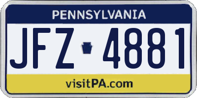 PA license plate JFZ4881