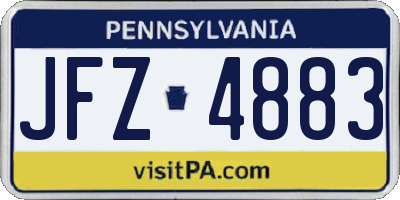 PA license plate JFZ4883