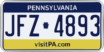 PA license plate JFZ4893
