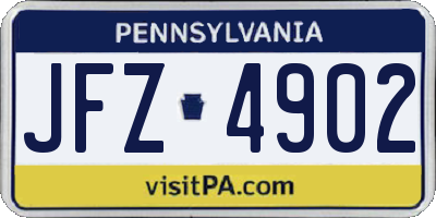 PA license plate JFZ4902