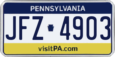 PA license plate JFZ4903