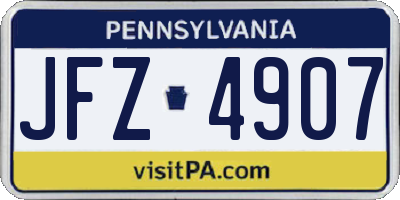 PA license plate JFZ4907