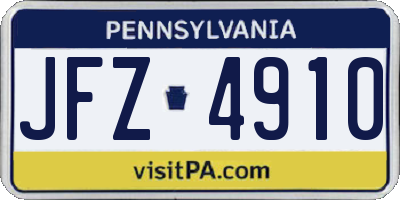 PA license plate JFZ4910
