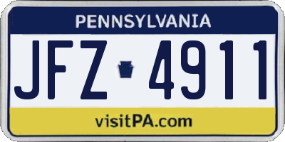 PA license plate JFZ4911