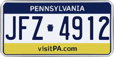 PA license plate JFZ4912