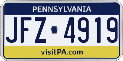 PA license plate JFZ4919