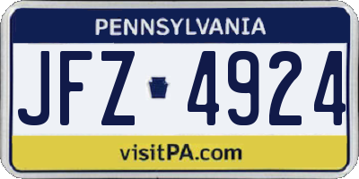 PA license plate JFZ4924
