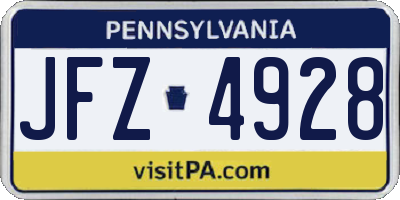 PA license plate JFZ4928
