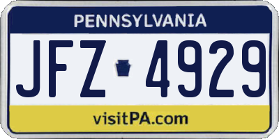 PA license plate JFZ4929