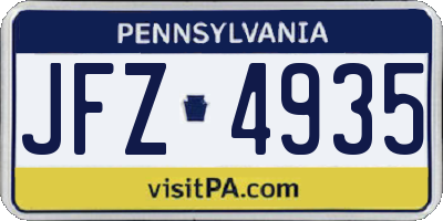 PA license plate JFZ4935
