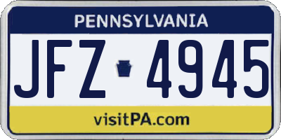 PA license plate JFZ4945