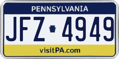 PA license plate JFZ4949