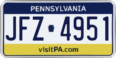 PA license plate JFZ4951