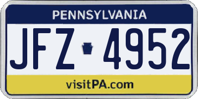 PA license plate JFZ4952
