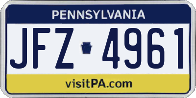 PA license plate JFZ4961