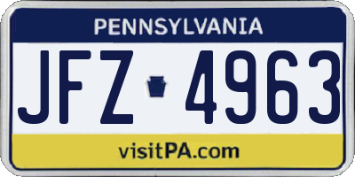 PA license plate JFZ4963