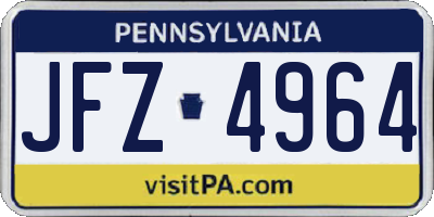 PA license plate JFZ4964