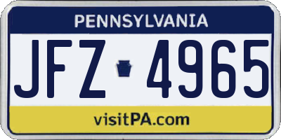 PA license plate JFZ4965