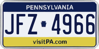 PA license plate JFZ4966