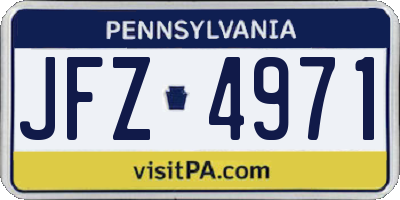 PA license plate JFZ4971