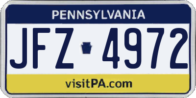 PA license plate JFZ4972