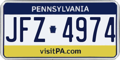 PA license plate JFZ4974