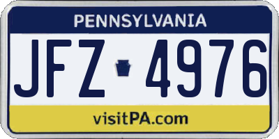 PA license plate JFZ4976