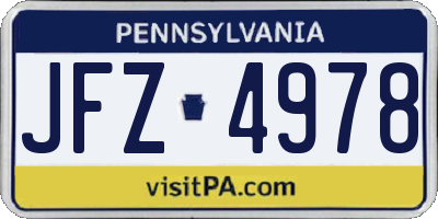 PA license plate JFZ4978