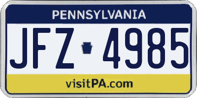 PA license plate JFZ4985
