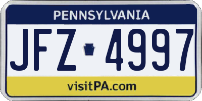 PA license plate JFZ4997