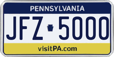 PA license plate JFZ5000