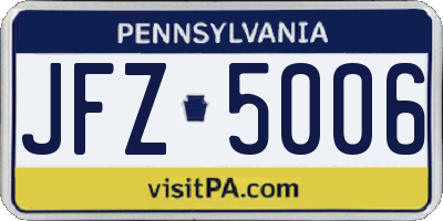 PA license plate JFZ5006
