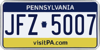 PA license plate JFZ5007