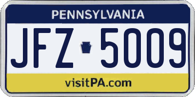PA license plate JFZ5009