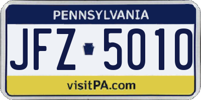PA license plate JFZ5010